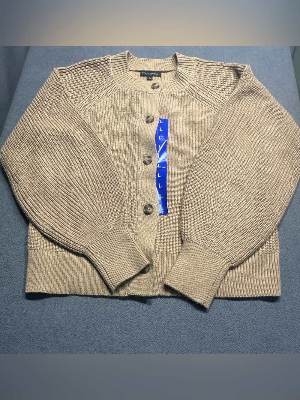 Banana Republic Beige Ribbed Button Cardigan